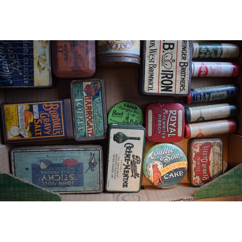 337 - Quantity of various Advertising Tins including Players Navy Cut Harrogate Toffee and boot Polish