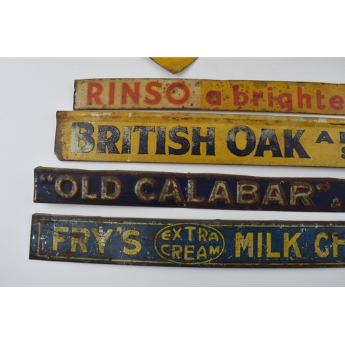 340 - A Collection of Tin Advertising Signs including Old Calabar Dog Biscuits Poultry Food Rinso British ... 