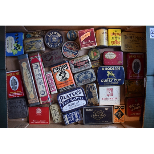 343 - A collection of advertising tins to include, 'Peak Freen', 'Sir Walter Raleigh Tobbaco', 'Lloyds' an... 