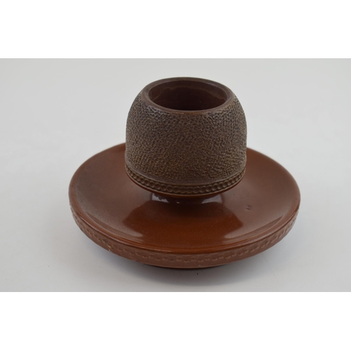 92 - Stoneware match holder and striker in brown glaze, textured strike, in the style of Ewenny, 12cm wid... 