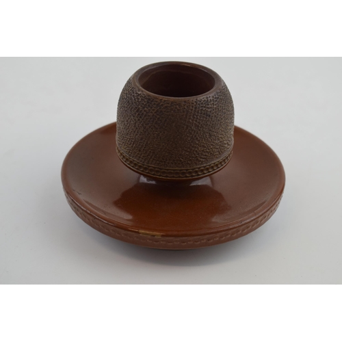 92 - Stoneware match holder and striker in brown glaze, textured strike, in the style of Ewenny, 12cm wid... 