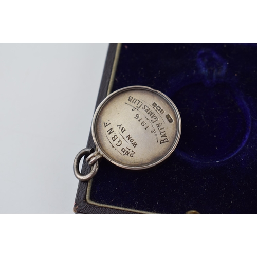 628 - Boxed 1916 Battalion Games Club 2 MD G B N F medal in fitted case,