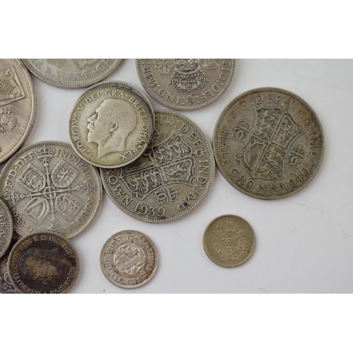 635 - British coins, mostly silver between 1920-1946, with some pre-1920, circa 130 grams, with a later co... 