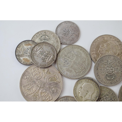 635 - British coins, mostly silver between 1920-1946, with some pre-1920, circa 130 grams, with a later co... 