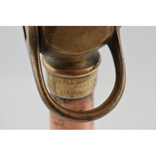 314 - Antique brass fire hose nosel, made by Charles Winn & Co Makers Birmingham. Height 40cm.