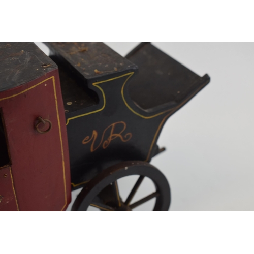 321 - Scratchbuilt vintage model of a horse drawn carriage, 'London Chester VR', 38cm long.