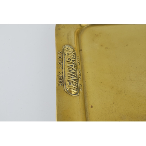 330 - 'Lennards Boots and Shoes' 20th century brass advertising tray, REG Trade Mark. 40x31cm.