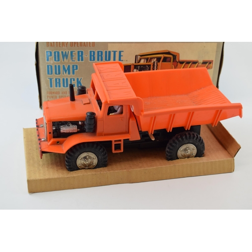 457 - Vintage boxed 'Power-Brute Dump Truck' Louis Marx & Co. Battery Operated Toy. 31cm x 15cm.