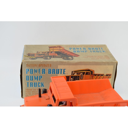 457 - Vintage boxed 'Power-Brute Dump Truck' Louis Marx & Co. Battery Operated Toy. 31cm x 15cm.