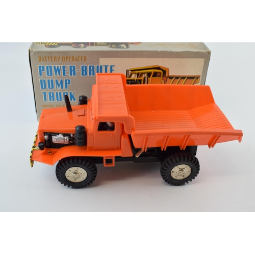 458 - Vintage boxed 'Power-Brute Dump Truck' Louis Marx & Co. Battery Operated Toy. 31cm x 15cm.