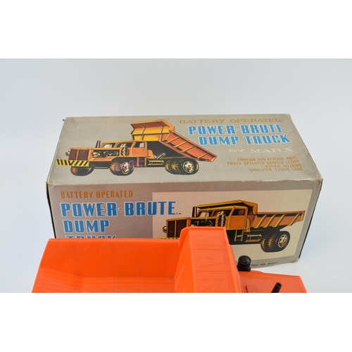 458 - Vintage boxed 'Power-Brute Dump Truck' Louis Marx & Co. Battery Operated Toy. 31cm x 15cm.