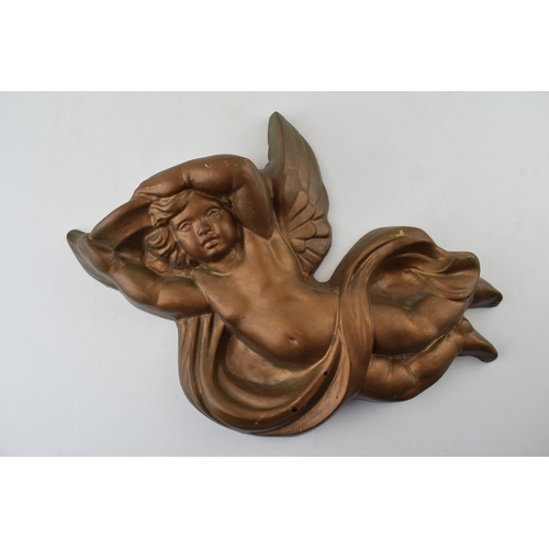 493 - Plaster Cherub / Angel wall hanging by 'Classic Touches'  30cm x 26cm.