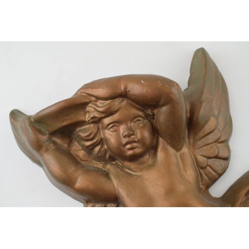 493 - Plaster Cherub / Angel wall hanging by 'Classic Touches'  30cm x 26cm.