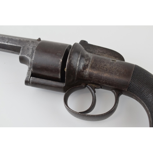 97 - c19th Antique Transitional Percussion 6 Shot Revolver possibly British barrel length 14.5cm, overall... 