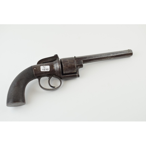 97 - c19th Antique Transitional Percussion 6 Shot Revolver possibly British barrel length 14.5cm, overall... 