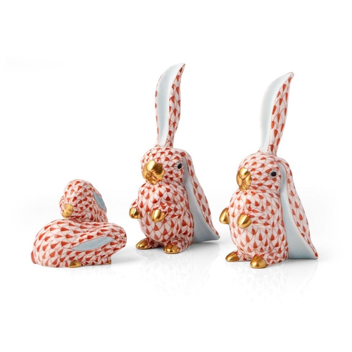 149 - Herend pottery (Hungary) two figures of bunny Rabbits, pattern 5325 and a further pair or Rabbits, p... 