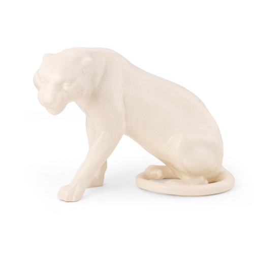 170 - Beswick Seated Leopard 841 in matte white colourway, 18cm tall.