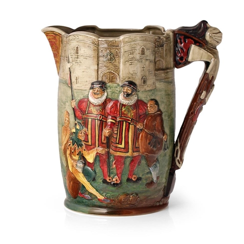 173 - Royal Doulton large embossed jug 'The Tower of London', number 33 of 500 made.