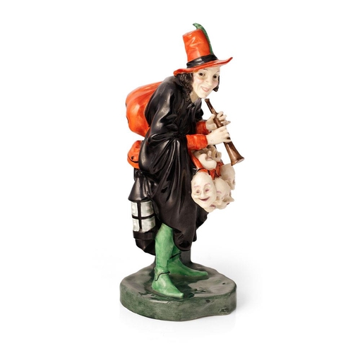 191 - Early Royal Doulton character figure 'The Mask Seller' HN1361, written red marks to base, 21cm tall ... 