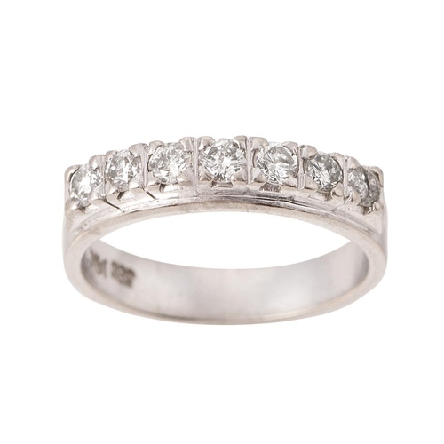 226 - 14k white gold ring, stamped 585/14k, set with white stones, 5.2g, size N/O.