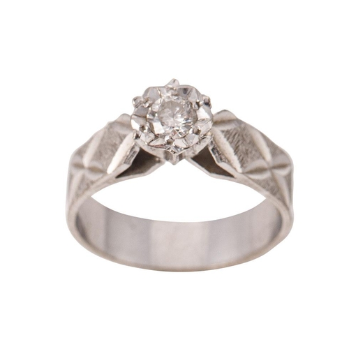 241 - 18ct white gold diamond solitaire ring. Circa 0.2ct diamond illusion set. Ring size '0'. Gross weigh... 