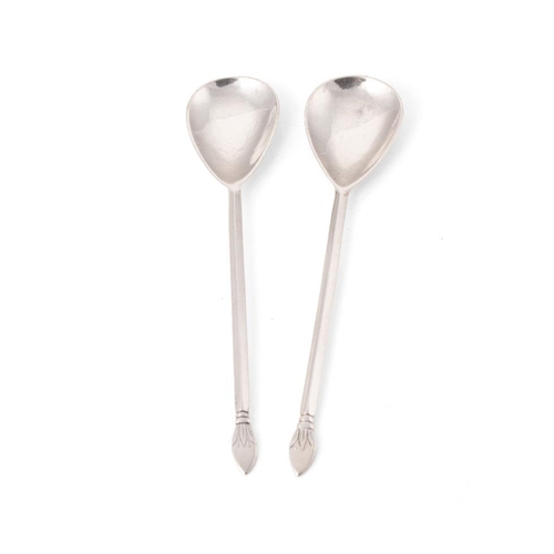 261 - A Pair of Keswick School of Industrial Arts Silver Spoons, maker's mark KSIA, Chester 1956, with ham... 