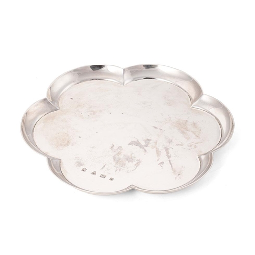 280 - Hallmarked silver shaped edge tray / salver, 20.5cm diameter, 355.2g, Chester 1962, Lowes.