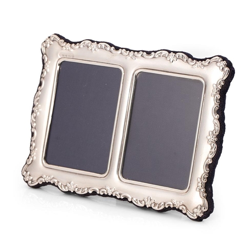 328 - Silver double photo frame 'Carrs' silver hallmarked Sheffield 2015. 17cm x 12.5cm.