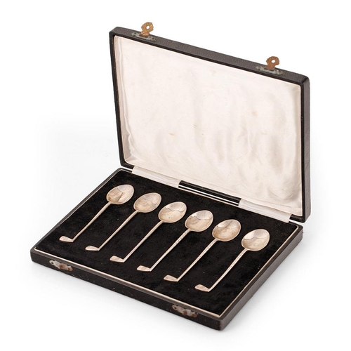 336 - Novelty silver set of six spoons with golf club handle design. Marked 'Sterling Silver' (6) Weight 6... 