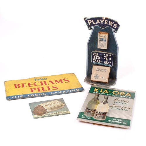 62 - A collection of early 20th century advertising point of sale signs in cardboard and tin to include t... 