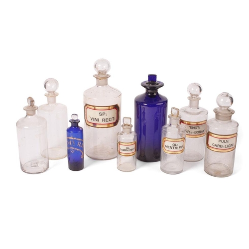 74 - A collection of Victorian and similar chemist / apothecary jars, to include early Bristol blue examp... 