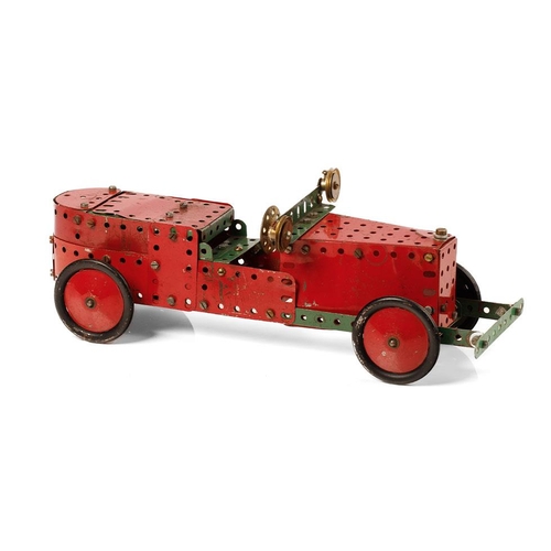 79 - Scratch built Mecanno model of a classic racing car of the 1930s. Built c1950s. Length 35cm. Height ... 