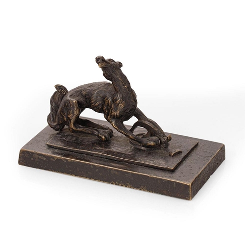 95 - c19th Bronze Statue of a Wolf in a Trap French Russian school