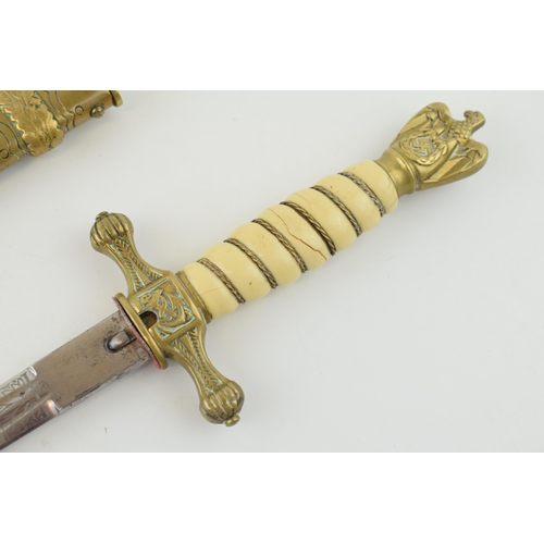 102 - WW2 Era Kriegsmarine Officers Dagger by WKC with brass fittings and etched blade bearing WKC maker m... 