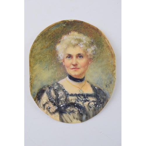 118 - 19th century portrait miniature on ivory oval, vendor states the miniature depicts 'Cleora Helen Hai... 