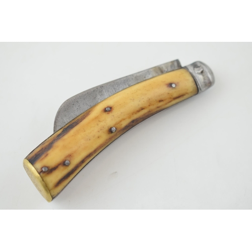 12 - c19th Victorian Bone Handle Flat Cap Pruner Folding Pocket Knife Lockwood Brothers Sheffield c1890