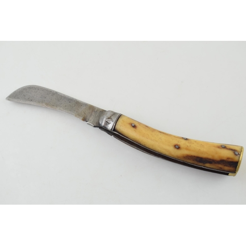 12 - c19th Victorian Bone Handle Flat Cap Pruner Folding Pocket Knife Lockwood Brothers Sheffield c1890