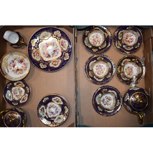 129 - Spode Copeland tea service, circa 1890, hand painted porcelain, with raised jewel work with floral v... 