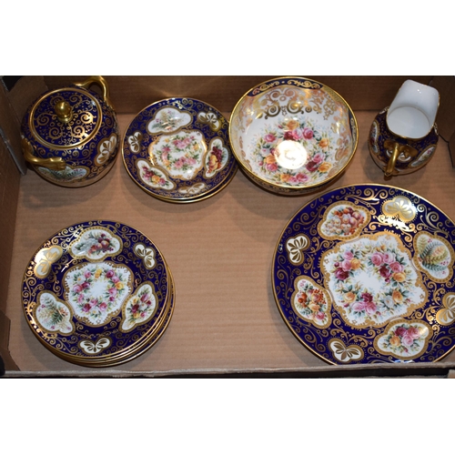 129 - Spode Copeland tea service, circa 1890, hand painted porcelain, with raised jewel work with floral v... 