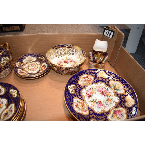 129 - Spode Copeland tea service, circa 1890, hand painted porcelain, with raised jewel work with floral v... 