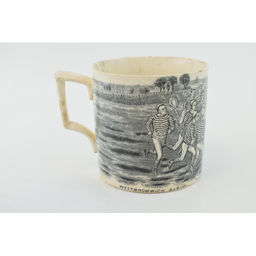 130 - Rare Staffordshire Pottery Transfer Printed Pint Mug Depicting Both Teams in the 1886 English Footba... 