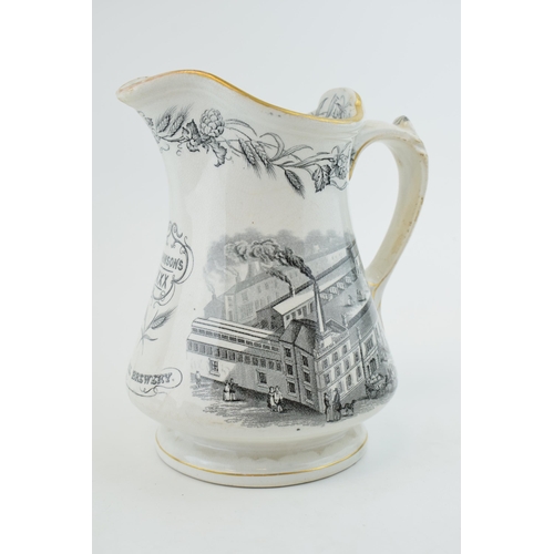 131 - Johnson's Tunstall Brewery jug, produced by Elsmore and Forster and with factory mark to the base, S... 