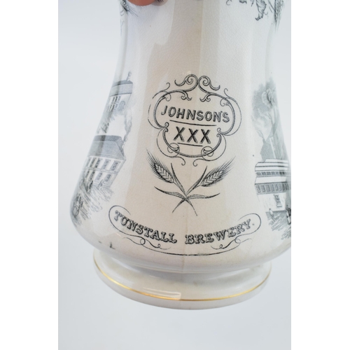 131 - Johnson's Tunstall Brewery jug, produced by Elsmore and Forster and with factory mark to the base, S... 