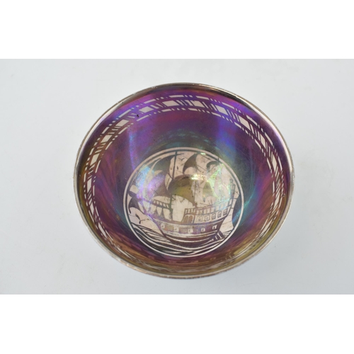 133 - Moira Forsyth 1905'1991: a lustre bowl, Arts and Crafts, with inner decoration of a galleon, with ou... 