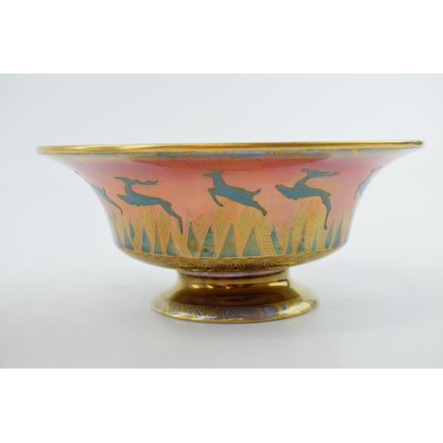 140 - Wedgwood fairyland lustre footed bowl, designed by Daisy Makeig Jones, the centre panel decorated wi... 