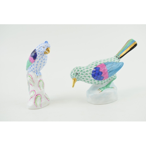 151 - Herend pottery (Hungary) figure of a Parrot, pattern 5004, 11cm high, in blue fishnet/fish scale  de... 