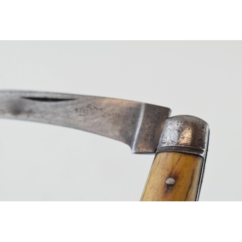 18 - c19th Lockwood Brothers Sheffield Flat Cap Stag Antler Bone Handle Pruner Pruning Knife c1890