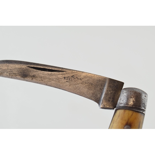 18 - c19th Lockwood Brothers Sheffield Flat Cap Stag Antler Bone Handle Pruner Pruning Knife c1890