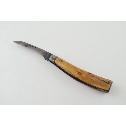 18 - c19th Lockwood Brothers Sheffield Flat Cap Stag Antler Bone Handle Pruner Pruning Knife c1890