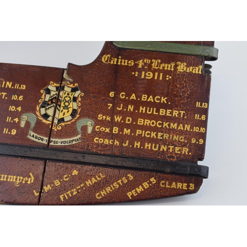 19 - Caius College Cambridge Boat Race Rowing Trophy Scull Rudder Tankard and Team Photograph dated 1911 ... 